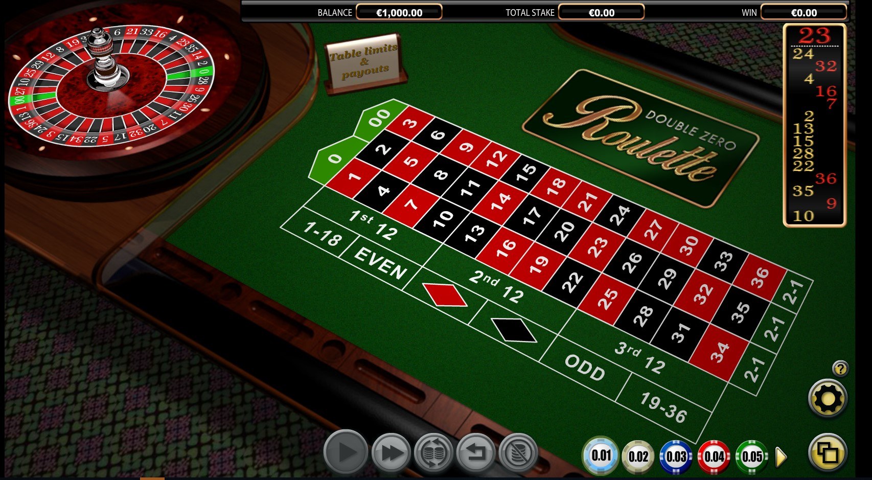 Double Zero Roulette online za darmo